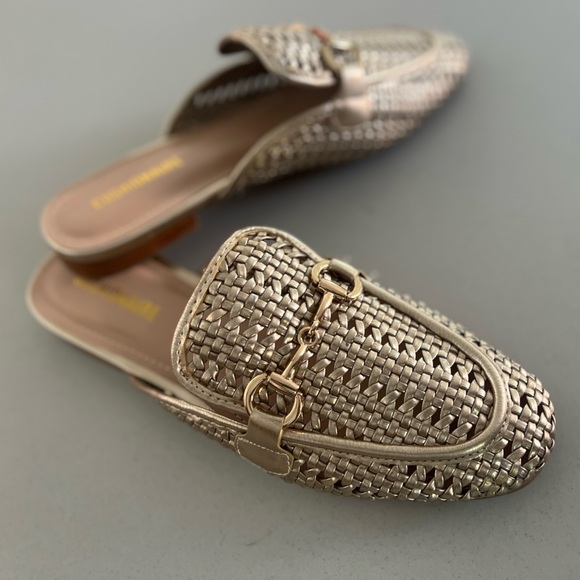 Gold Horsebit Mules Princetown Style Slip on Loafers - Picture 4 of 9